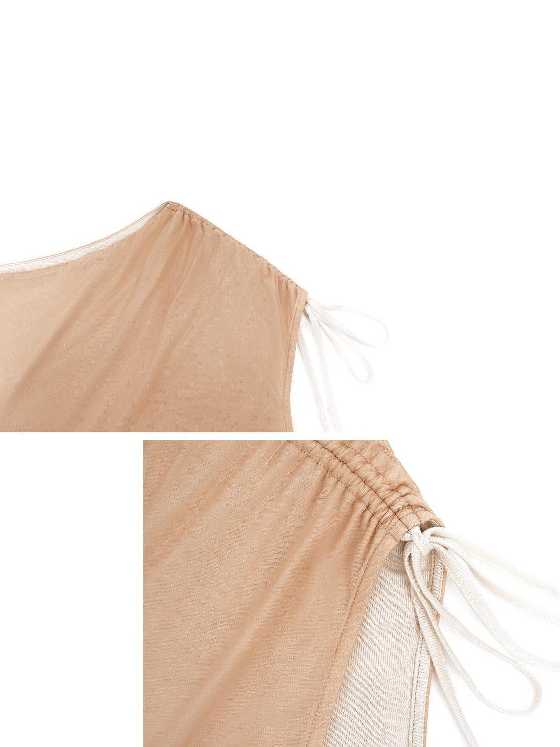someonesometimes Ruched Asymmetric One Shoulder Slim Tencel Blend Women Peach Tank Tops