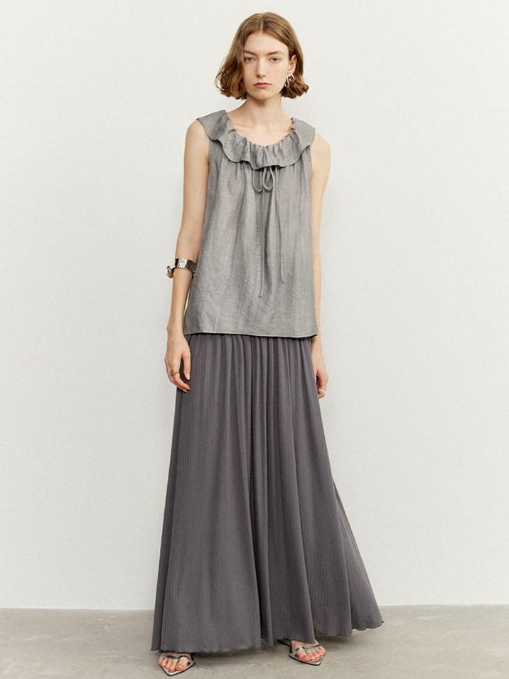 someonesometimes Ruffle Edge Original Slim Strappy Crop Viscose Blend Top & Skirt Sets