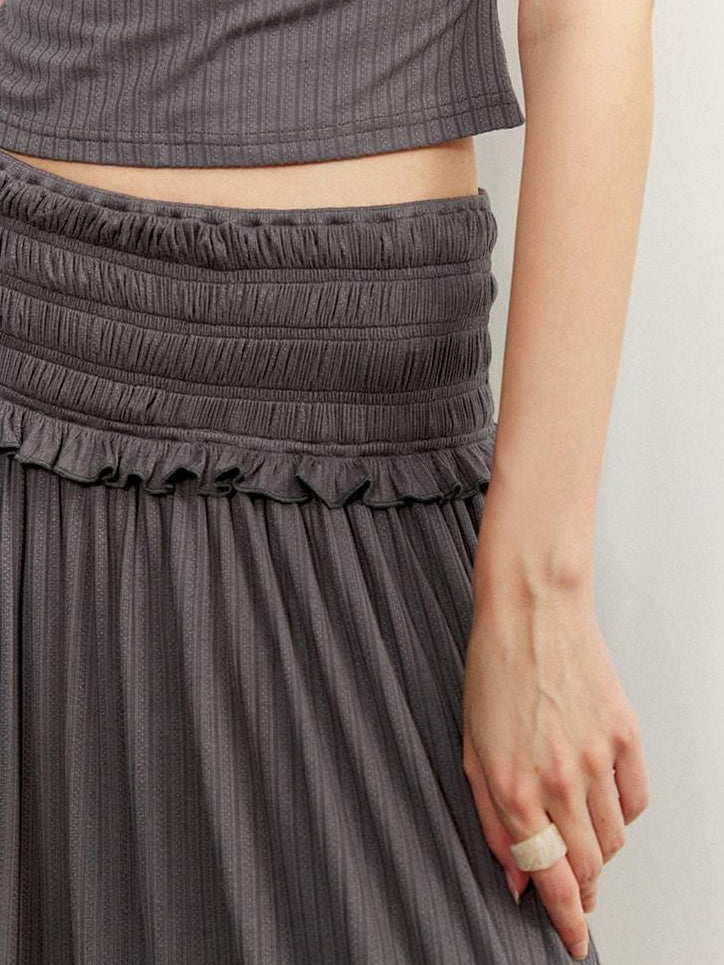 someonesometimes Ruffle Edge Original Slim Strappy Crop Viscose Blend Top & Skirt Sets