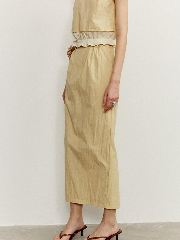 someonesometimes Ruffle Original Slim Fit Melon Halter Cotton Mix Top & Skirt Sets
