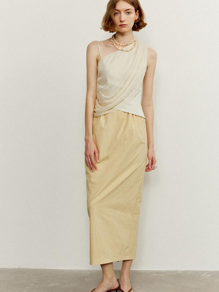 someonesometimes Ruffle Original Slim Fit Melon Halter Cotton Mix Top & Skirt Sets