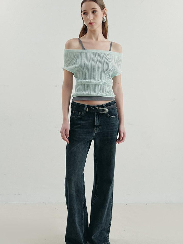 someonesometimes Sheer Mesh Puff Sleeve Loose Fit Women Mint Gray Short Sleeve T-Shirts