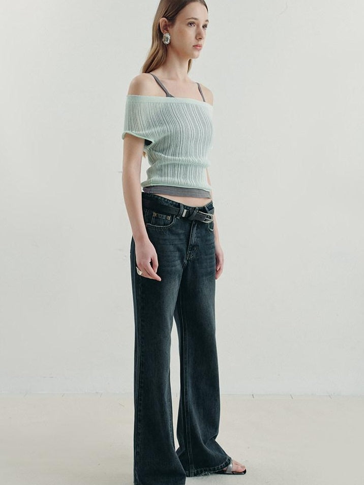 someonesometimes Sheer Mesh Puff Sleeve Loose Fit Women Mint Gray Short Sleeve T-Shirts