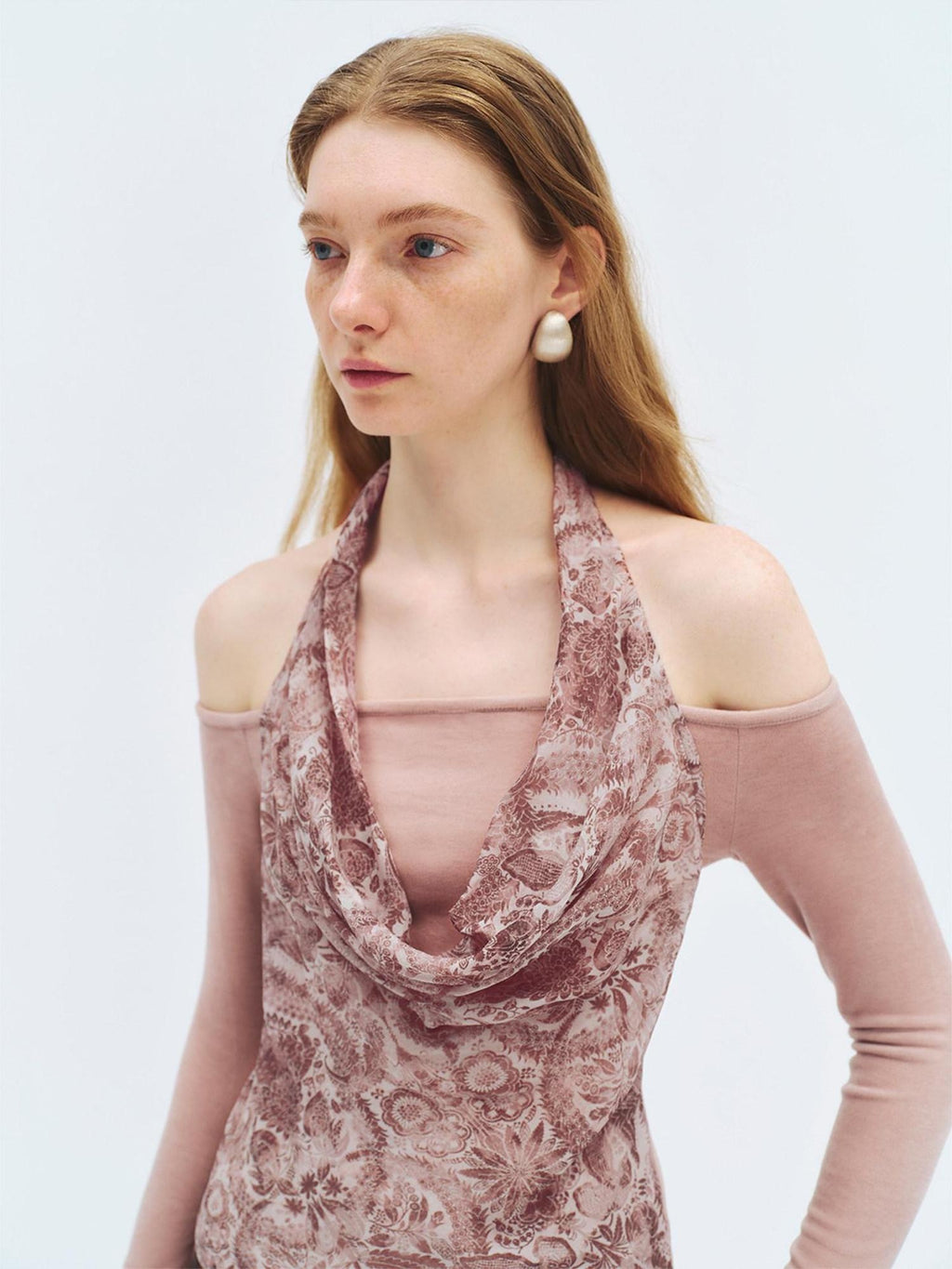 someonesometimes Silk Wool Blend Slim Fit Patchwork Knit Women Printed Halter Crop Tops