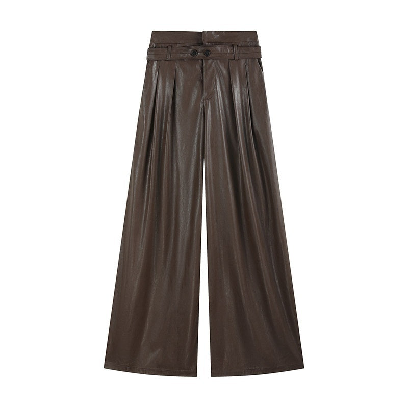 someonesometimes_Sleek_Pu_High_Waist_Commuter_Tailored_Black_Chestnut_Wide_Leg_Pants_MISSTT