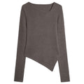 someonesometimes_Slim_Knit_Minimal_Casual_Crewneck_Long_Sleeve_Women_Gray_Top_&_Skirt_Sets_MISSTT