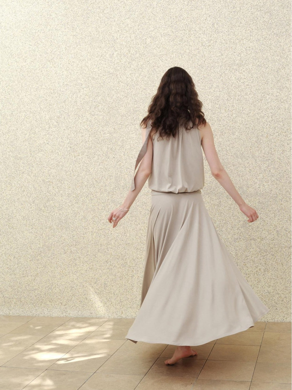 someonesometimes Slim Viscose Blend Vintage Sleeveless X Cut Womens Work Pearl Grey Maxi Dresses