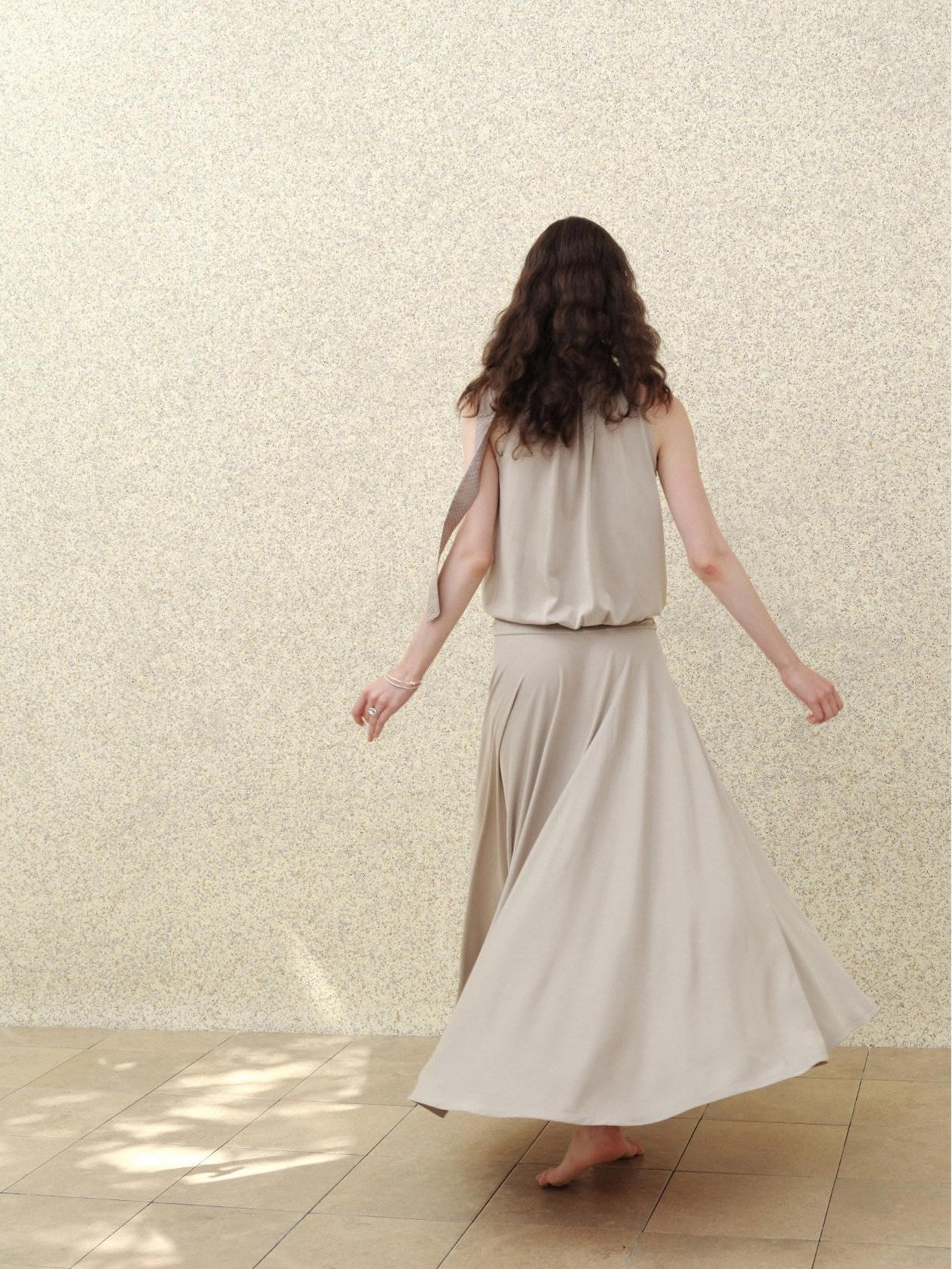 someonesometimes Slim Viscose Blend Vintage Sleeveless X Cut Womens Work Pearl Grey Maxi Dresses