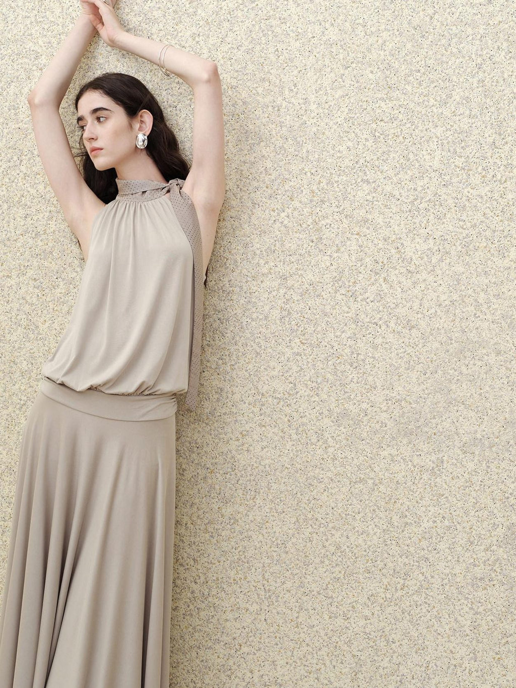 someonesometimes Slim Viscose Blend Vintage Sleeveless X Cut Womens Work Pearl Grey Maxi Dresses