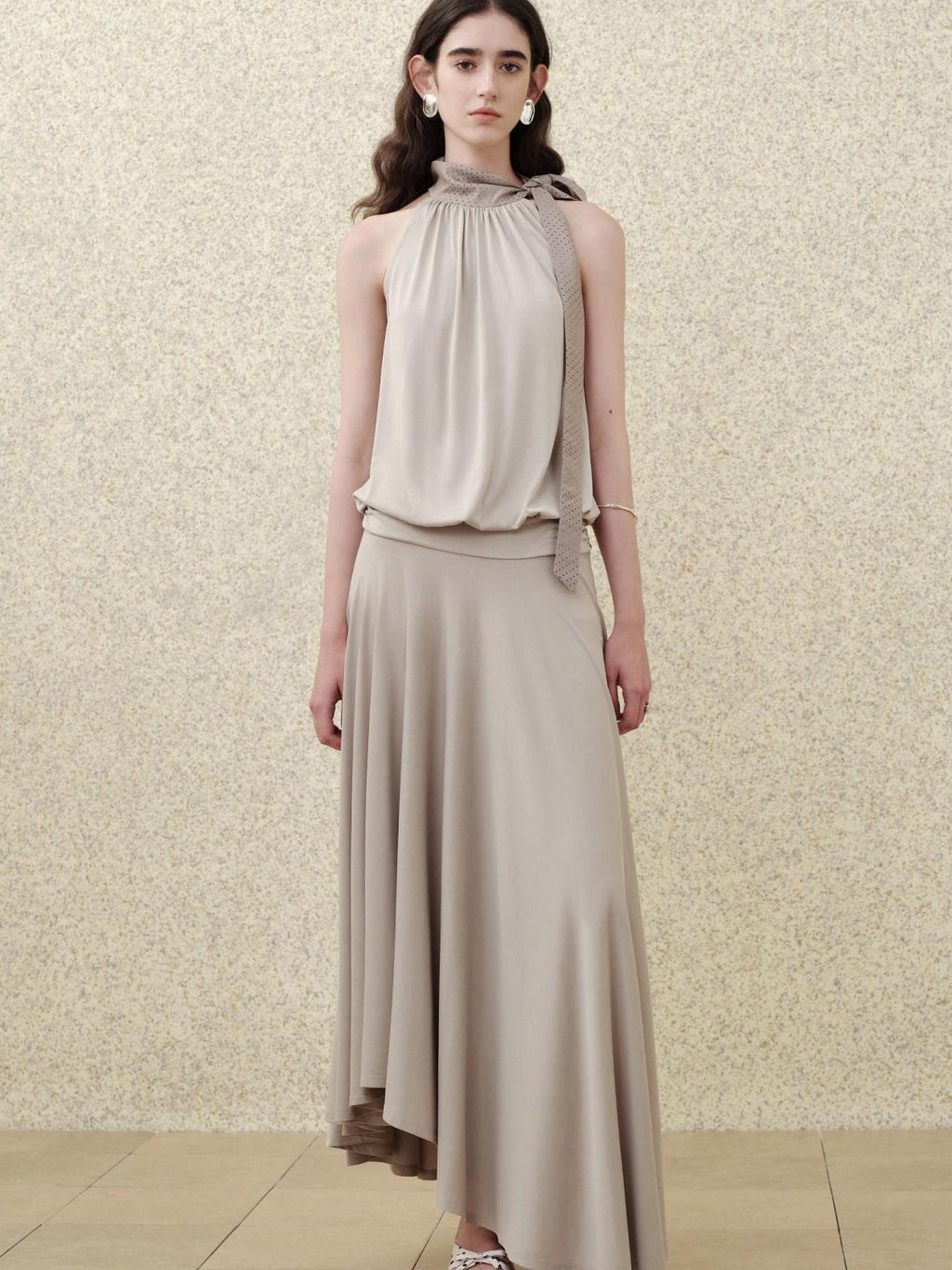 someonesometimes Slim Viscose Blend Vintage Sleeveless X Cut Womens Work Pearl Grey Maxi Dresses