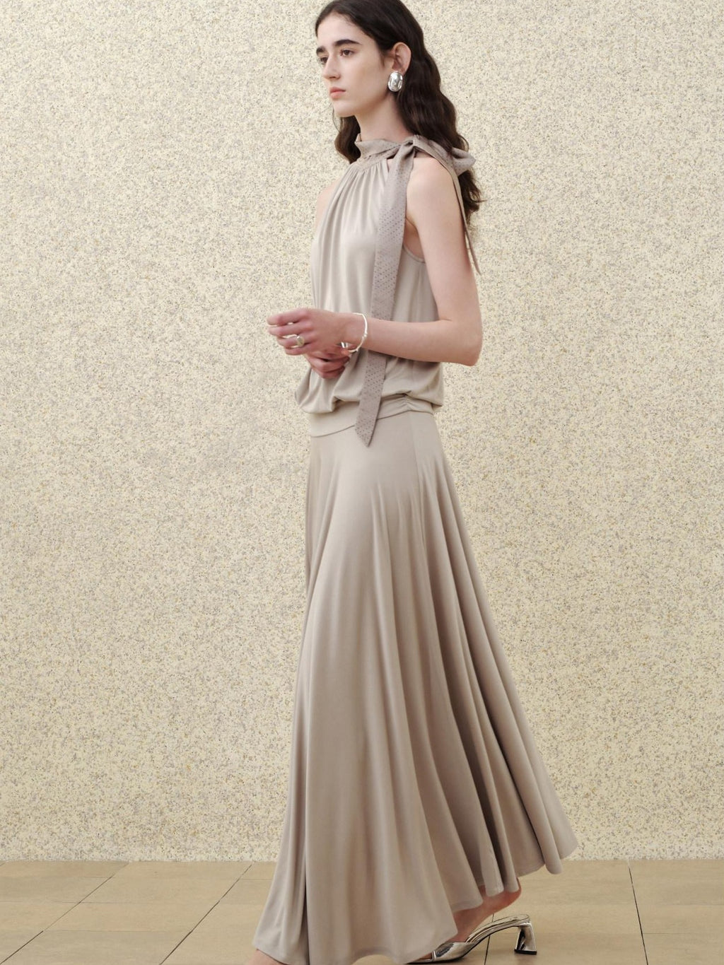 someonesometimes Slim Viscose Blend Vintage Sleeveless X Cut Womens Work Pearl Grey Maxi Dresses