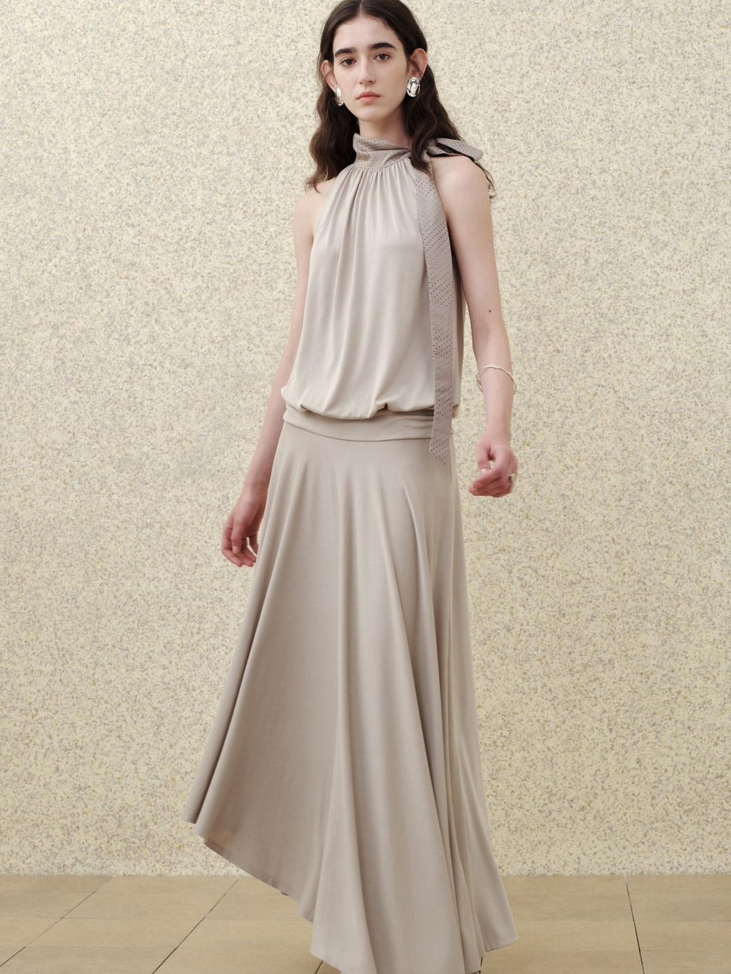 someonesometimes Slim Viscose Blend Vintage Sleeveless X Cut Womens Work Pearl Grey Maxi Dresses