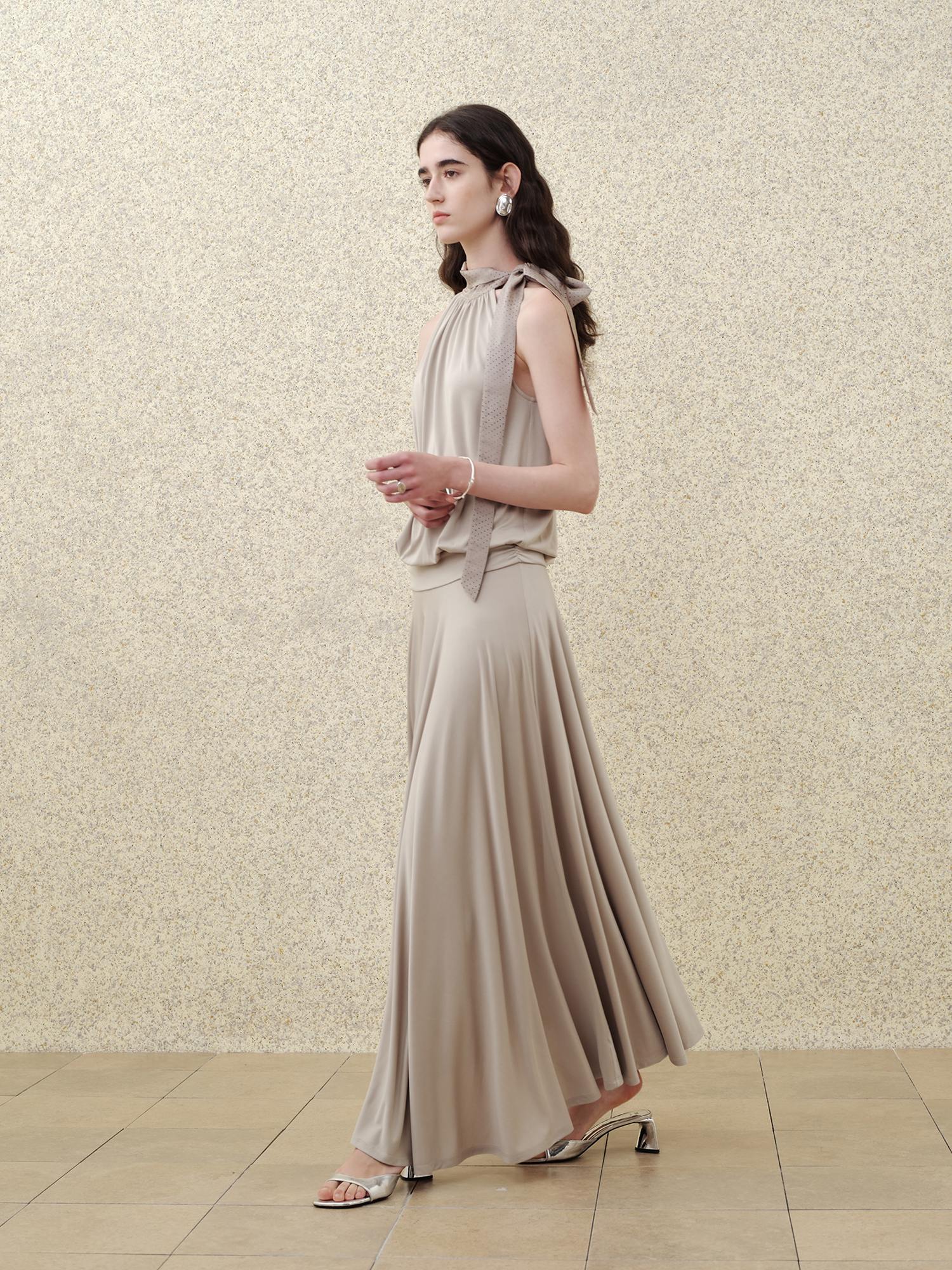 someonesometimes Slim Viscose Blend Vintage Sleeveless X Cut Womens Work Pearl Grey Maxi Dresses