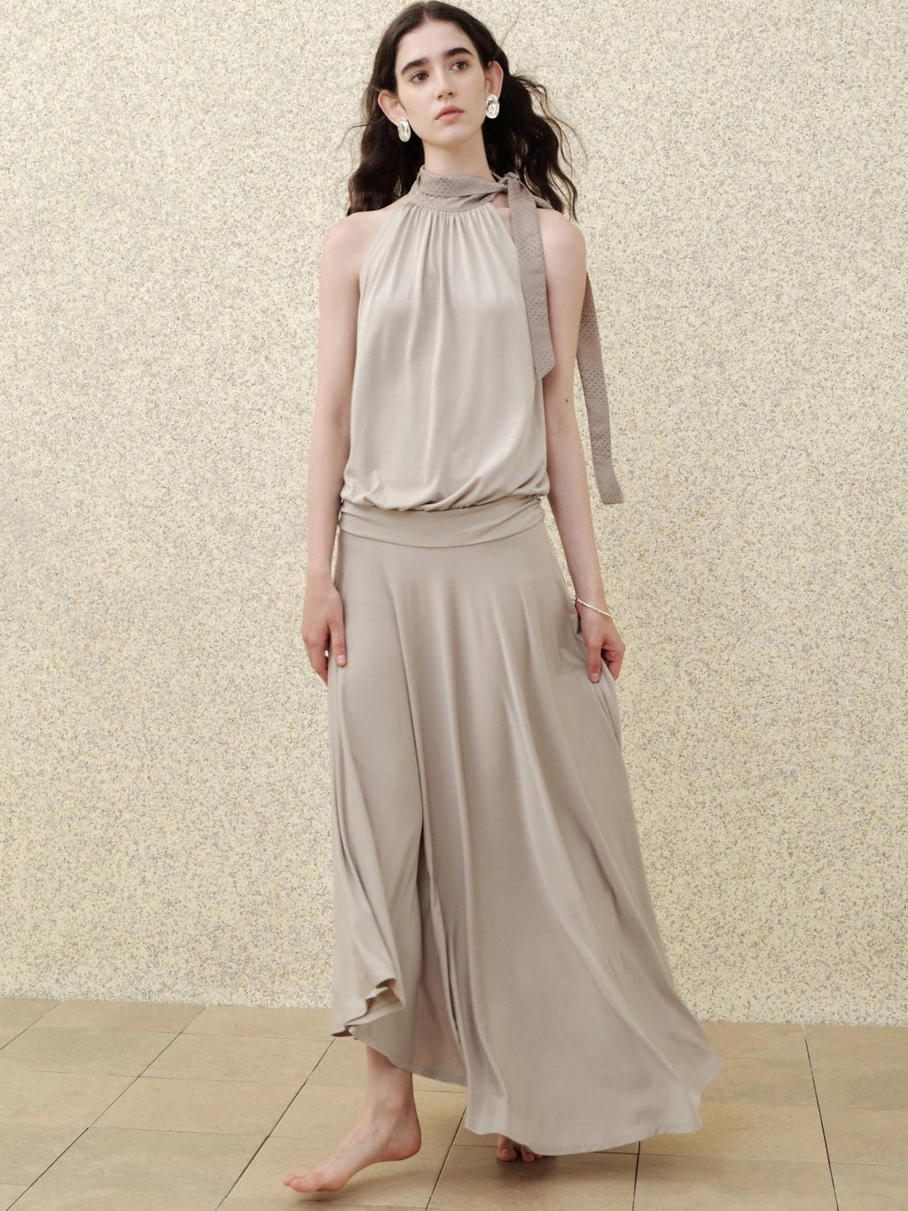 someonesometimes Slim Viscose Blend Vintage Sleeveless X Cut Womens Work Pearl Grey Maxi Dresses