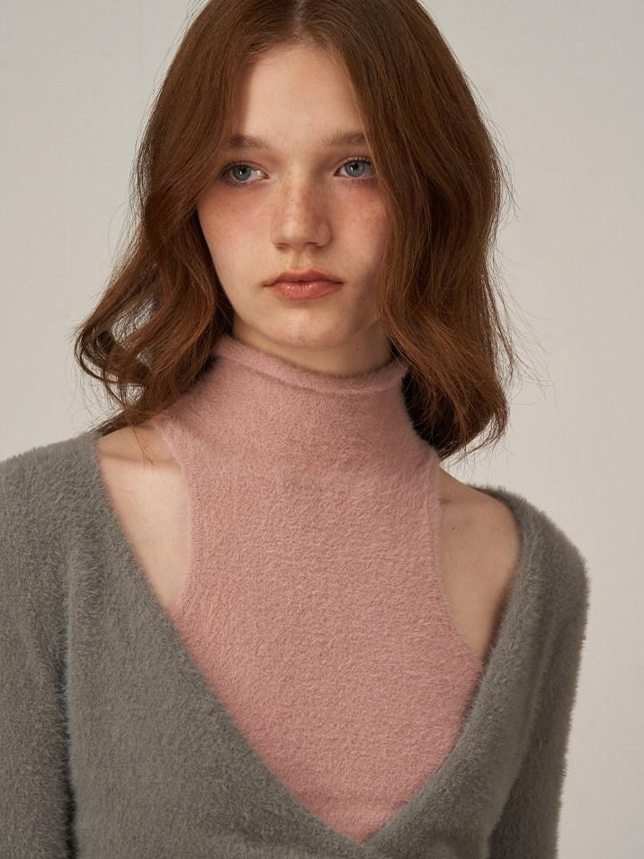 someonesometimes Smoky Gray 100 Percent Nylon Commuter Crewneck Regular Fit Knit Tops Sweaters