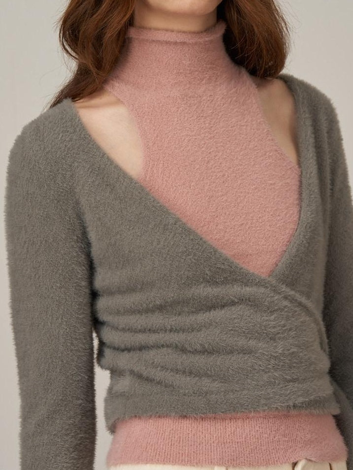 someonesometimes Smoky Gray 100 Percent Nylon Commuter Crewneck Regular Fit Knit Tops Sweaters