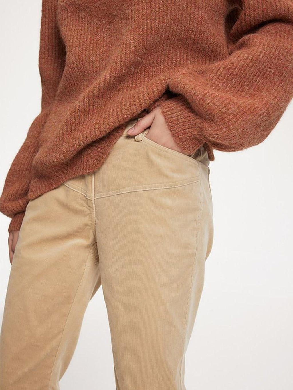 someonesometimes Soft 100% Cotton Light Camel Office Low Rise Micro Flare Women Flared Pants