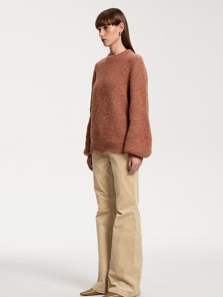 someonesometimes Soft 100% Cotton Light Camel Office Low Rise Micro Flare Women Flared Pants