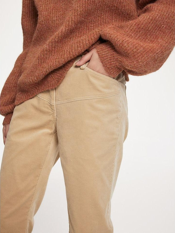someonesometimes Soft 100% Cotton Light Camel Office Low Rise Micro Flare Women Flared Pants