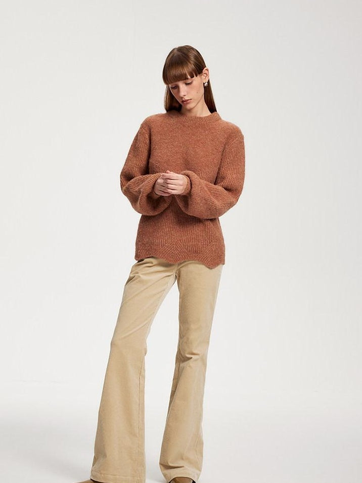 someonesometimes Soft 100% Cotton Light Camel Office Low Rise Micro Flare Women Flared Pants