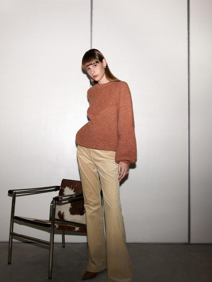 someonesometimes Soft 100% Cotton Light Camel Office Low Rise Micro Flare Women Flared Pants