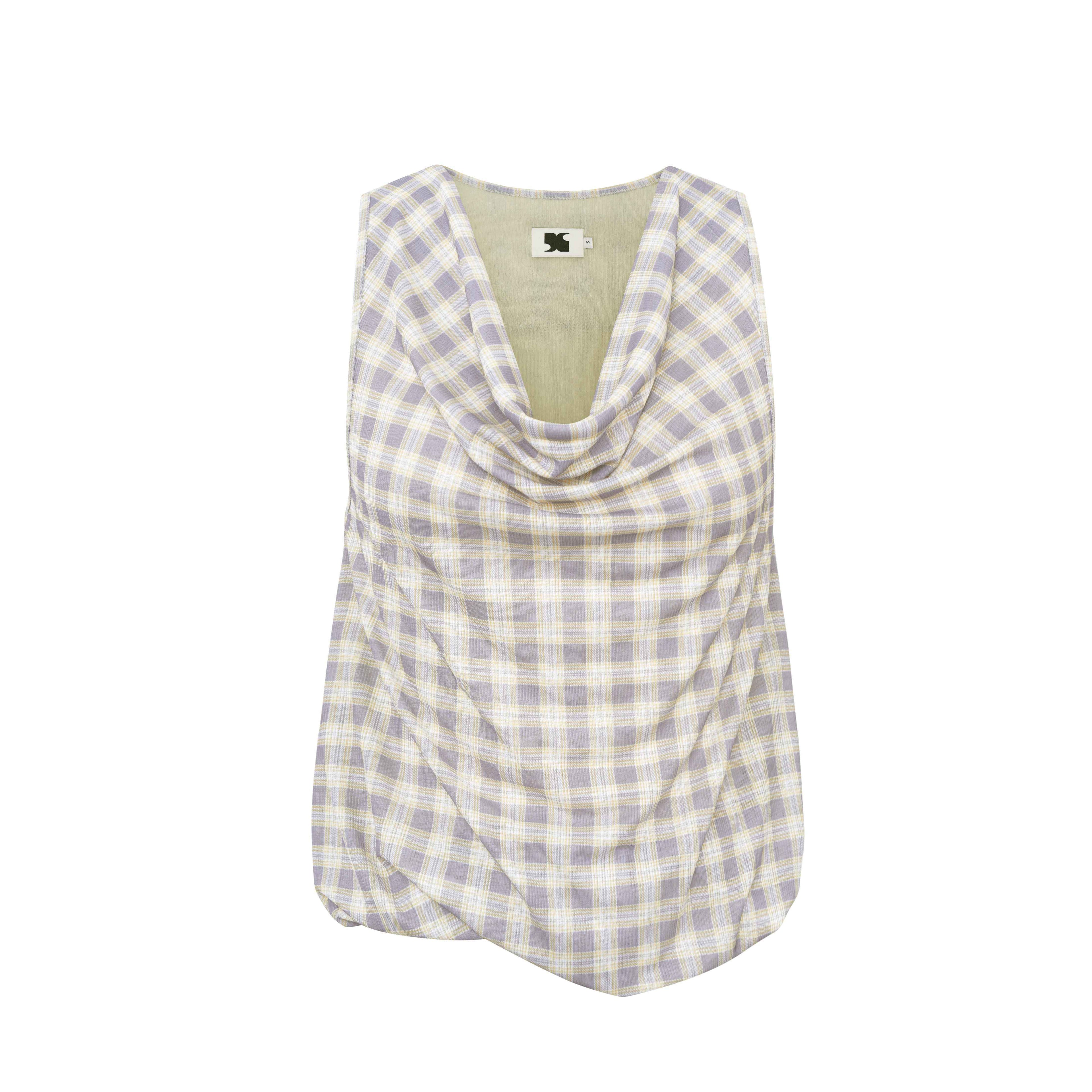 someonesometimes_Soft_50_50_Blend_Slim_Collared_Halter_For_Women_Plaid_Light_Sage_Tank_Tops_MISSTT