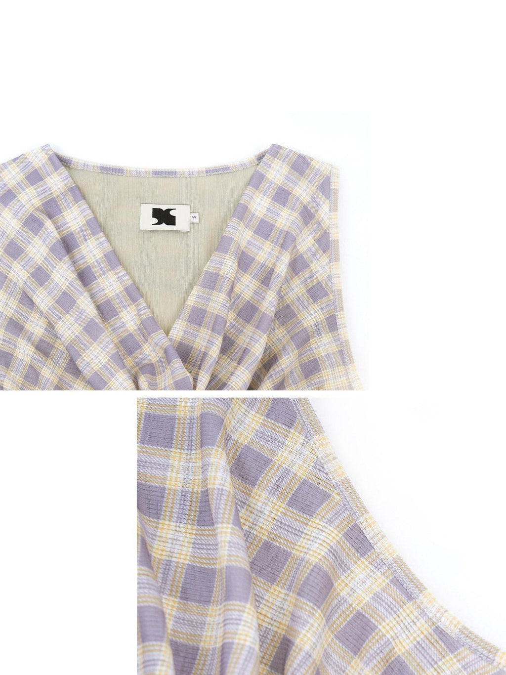 someonesometimes Soft 50 50 Blend Slim Collared Halter For Women Plaid Light Sage Tank Tops