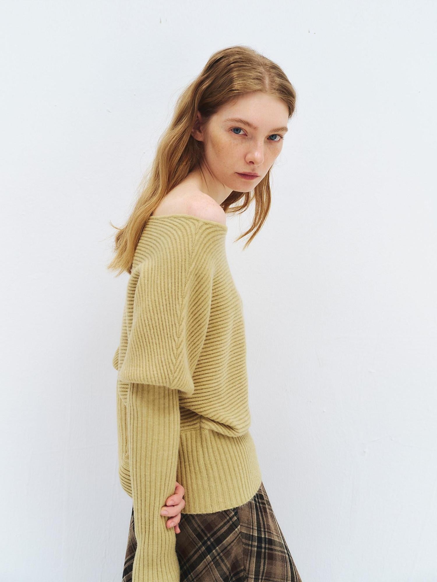 someonesometimes Soft Acrylic Casual Loose Batwing Women Willow Green Knit Sweaters