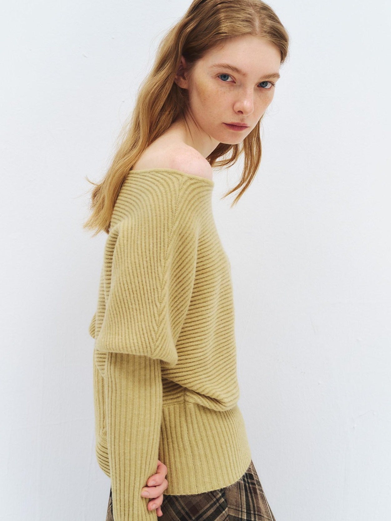 someonesometimes Soft Acrylic Casual Loose Batwing Women Willow Green Knit Sweaters