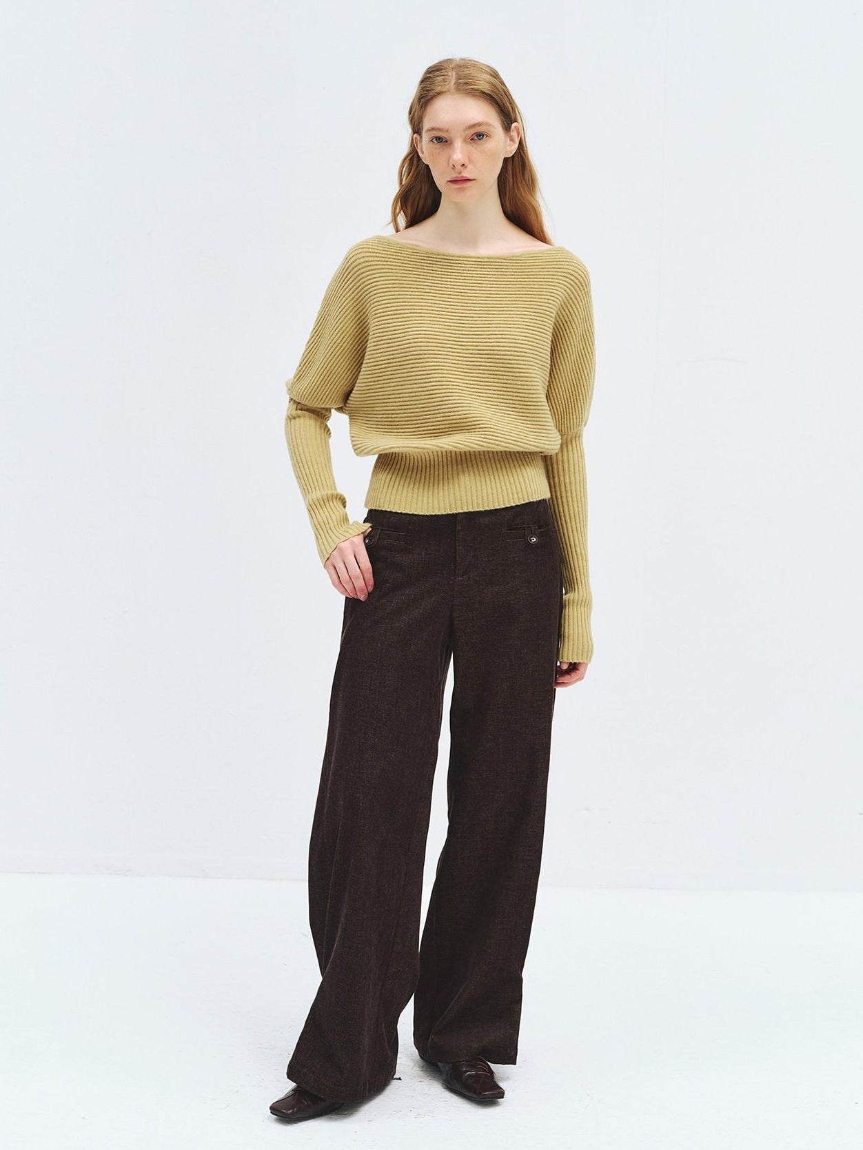 someonesometimes Soft Acrylic Casual Loose Batwing Women Willow Green Knit Sweaters