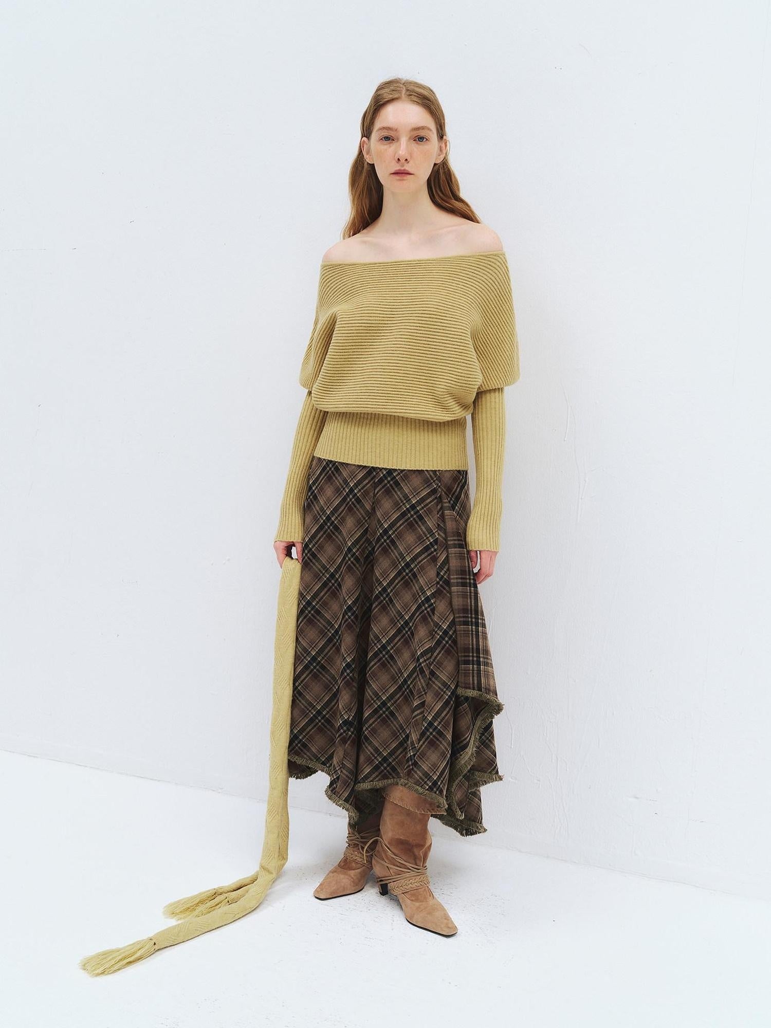 someonesometimes Soft Acrylic Casual Loose Batwing Women Willow Green Knit Sweaters