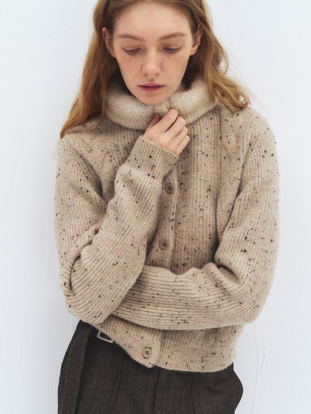 someonesometimes Soft Acrylic Stand Collar Button Front Long Sleeve For Women Knit Cardigans