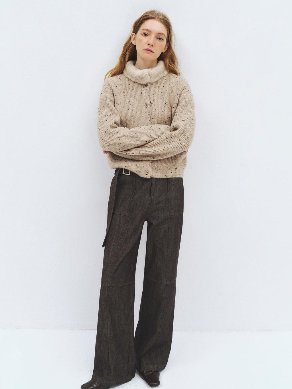 someonesometimes Soft Acrylic Stand Collar Button Front Long Sleeve For Women Knit Cardigans