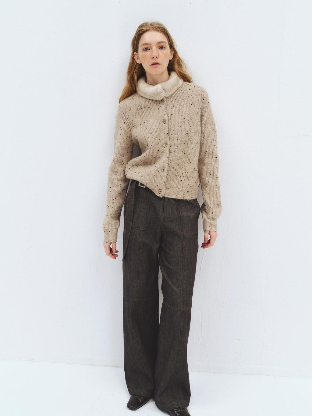 someonesometimes Soft Acrylic Stand Collar Button Front Long Sleeve For Women Knit Cardigans