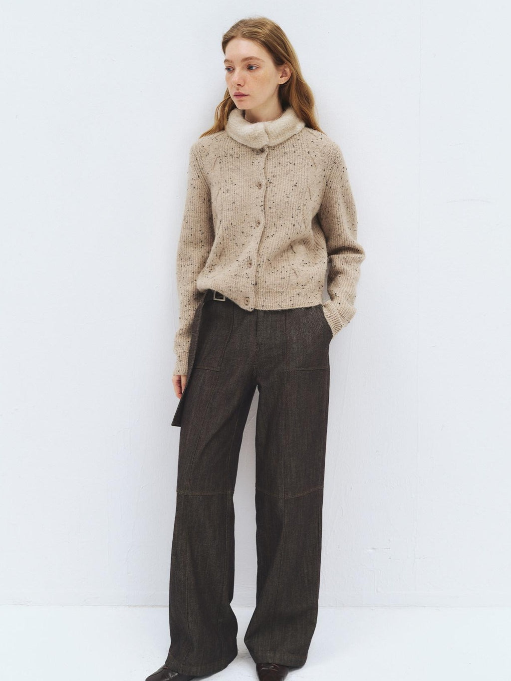 someonesometimes Soft Acrylic Stand Collar Button Front Long Sleeve For Women Knit Cardigans