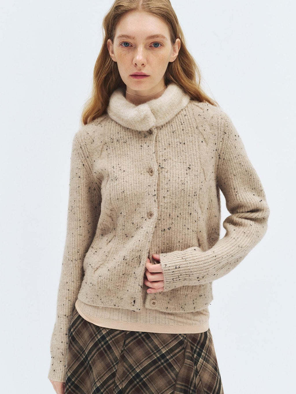 someonesometimes Soft Acrylic Stand Collar Button Front Long Sleeve For Women Knit Cardigans