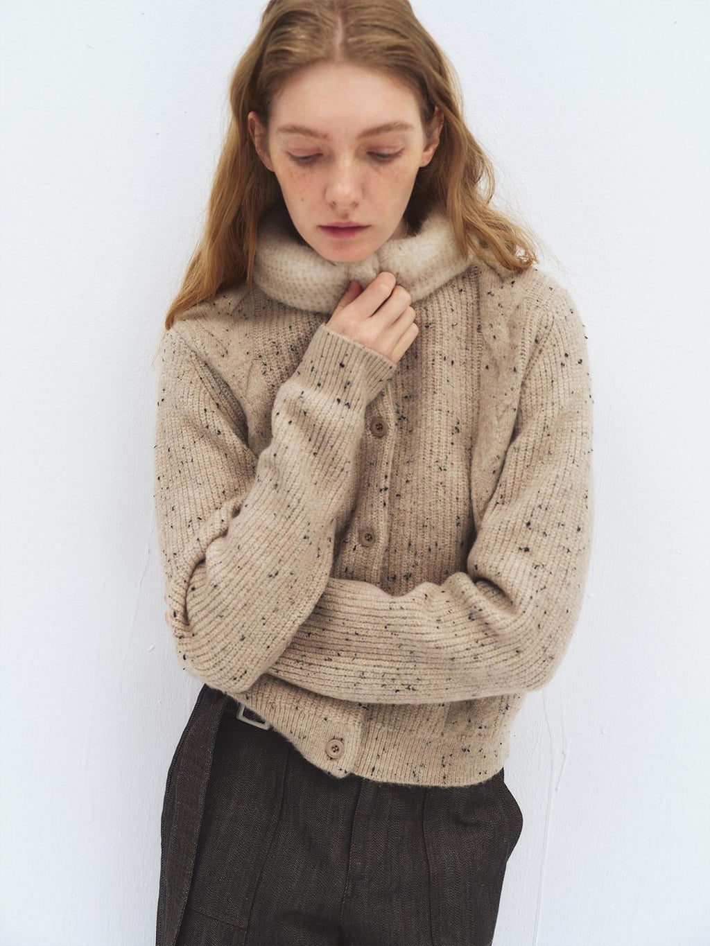 someonesometimes Soft Acrylic Stand Collar Button Front Long Sleeve For Women Knit Cardigans