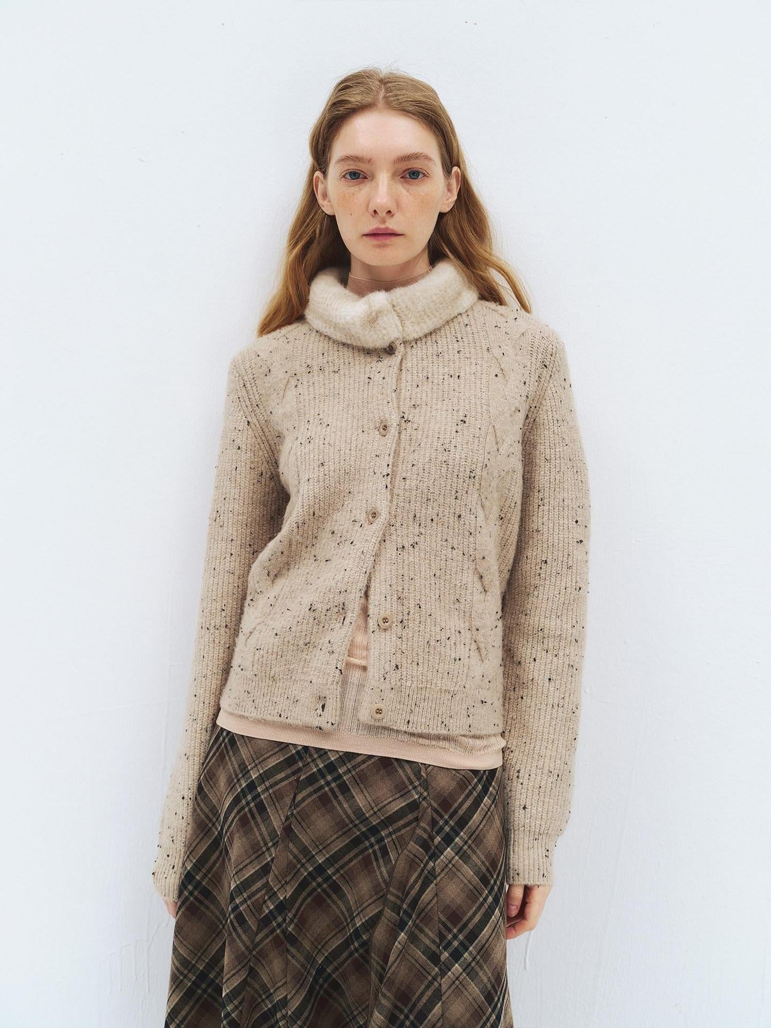 someonesometimes Soft Acrylic Stand Collar Button Front Long Sleeve For Women Knit Cardigans