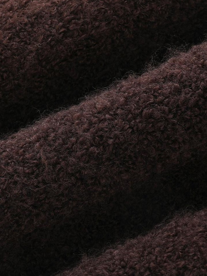 someonesometimes Soft Acrylic Wool V-neck Pullover Office Knit Red Brown Top & Skirt Sets