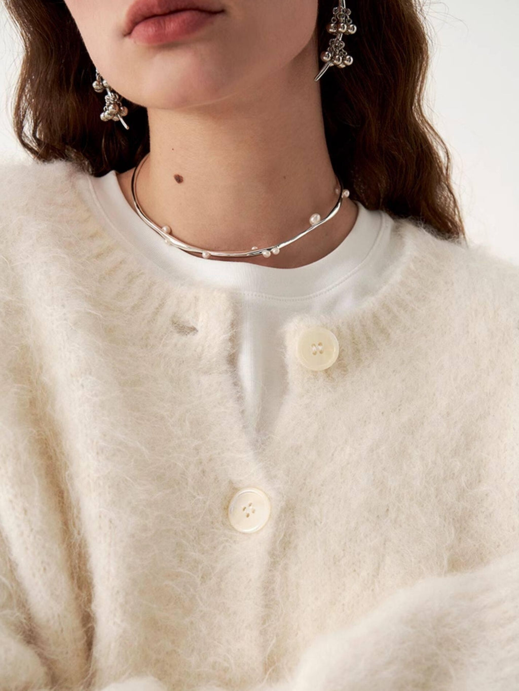 someonesometimes Soft Alpaca Blend Round Neck Open Front Office Ready Knit Pure White Cardigans