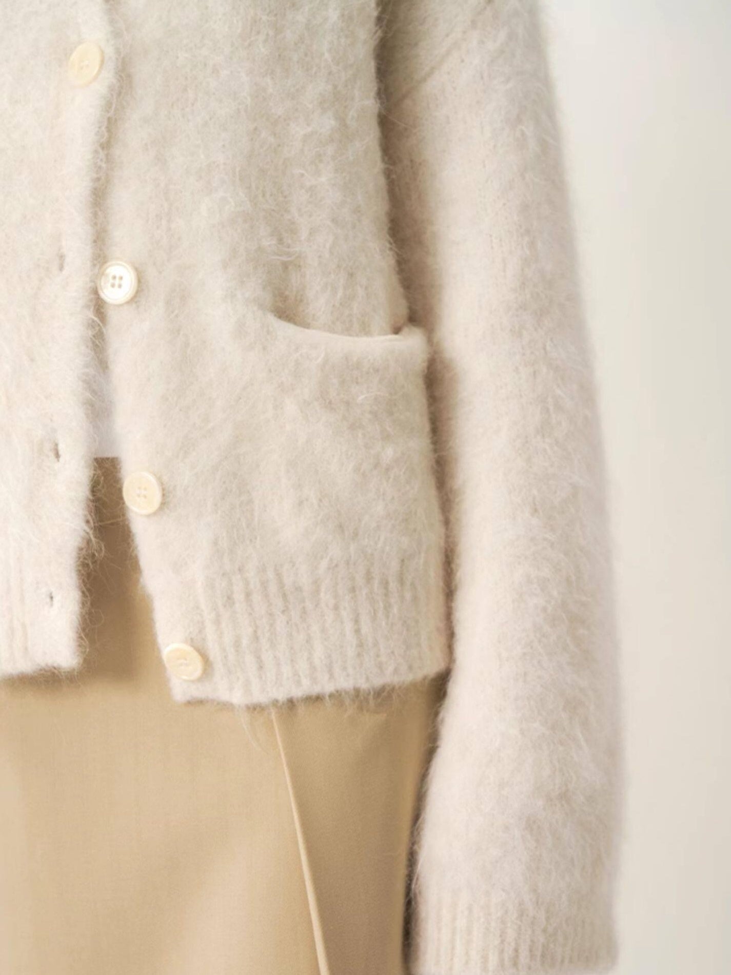 someonesometimes Soft Alpaca Blend Round Neck Open Front Office Ready Knit Pure White Cardigans