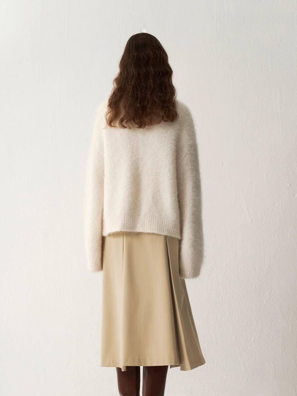 someonesometimes Soft Alpaca Blend Round Neck Open Front Office Ready Knit Pure White Cardigans