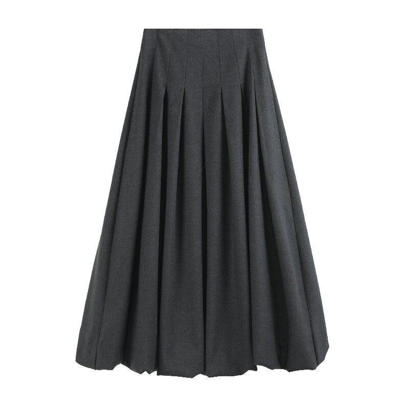 someonesometimes_Soft_Brushed_Polyester_Viscose_Loose_Mid_Waist_Office_Dark_Gray_Midi_Skirts_MISSTT