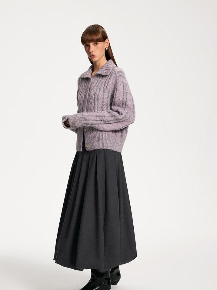 someonesometimes Soft Brushed Polyester Viscose Loose Mid Waist Office Dark Gray Midi Skirts