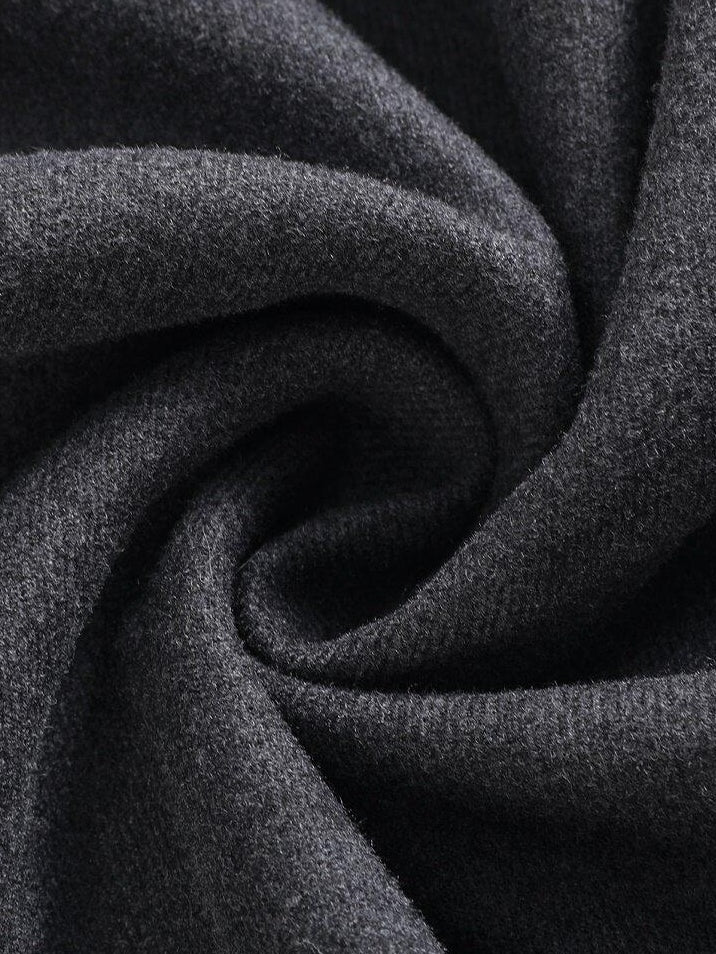 someonesometimes Soft Brushed Polyester Viscose Loose Mid Waist Office Dark Gray Midi Skirts