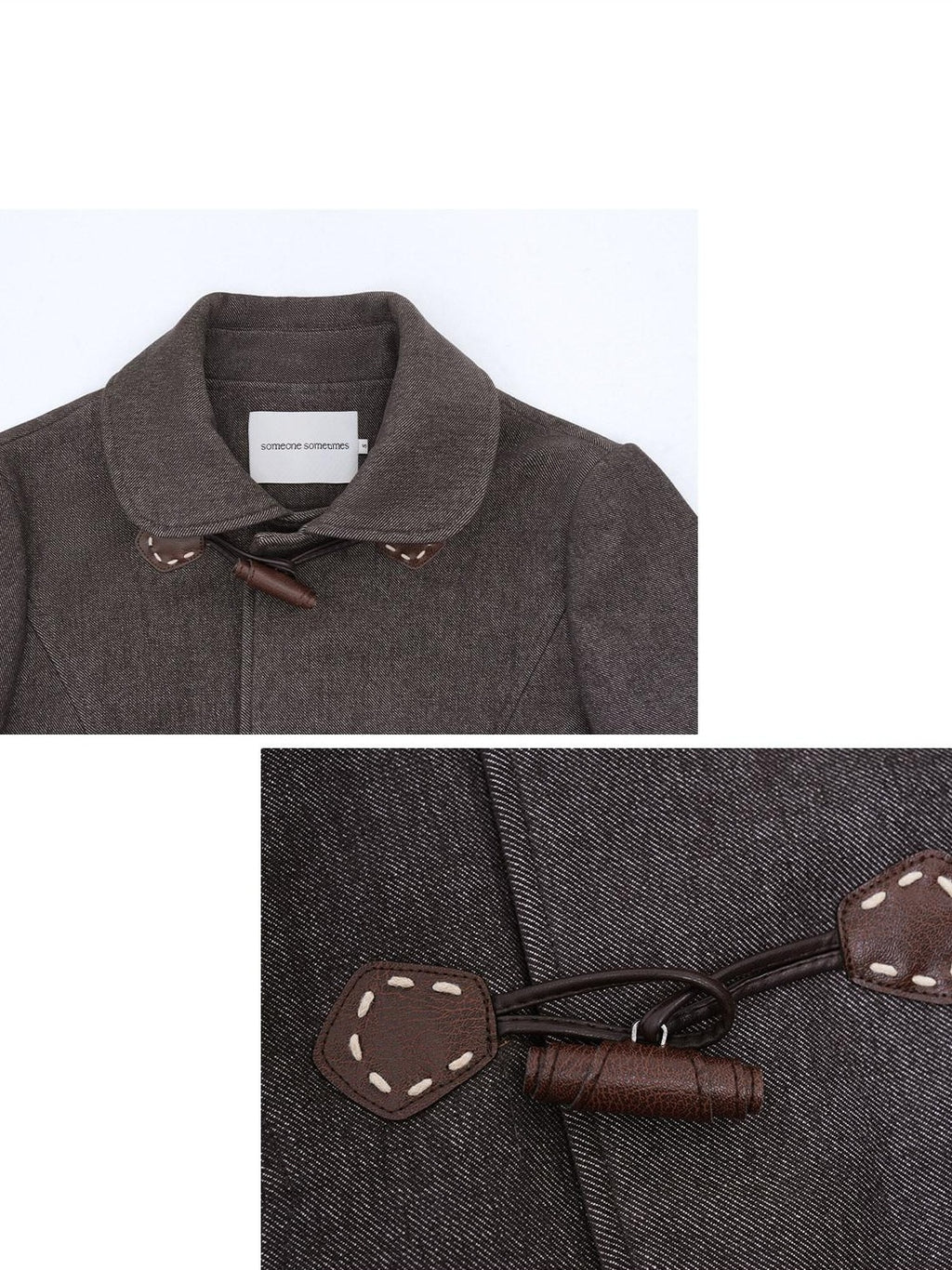 someonesometimes Soft Cotton Blend Casual Slim Short Toggle Closure Women Mist Brown Wool Coats