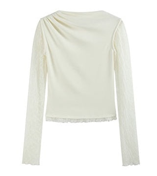 someonesometimes_Soft_Knit_Office_Mock_Neck_Long_Sleeve_Cream_Solid_Top_&_Skirt_Sets_MISSTT