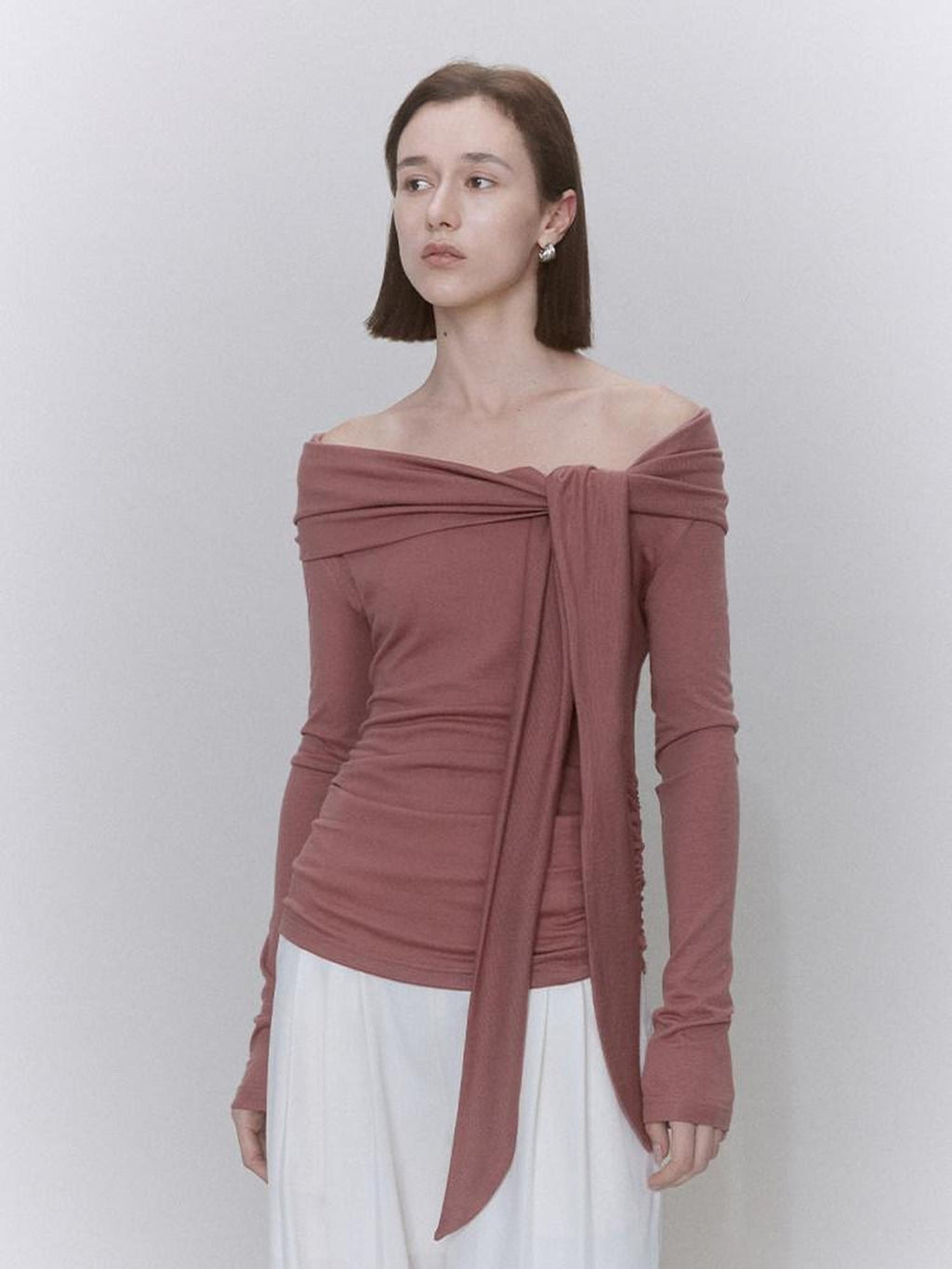 someonesometimes Soft Lyocell Wool Blend Office Commuter Women Cherry Pink Long Sleeve T-Shirts