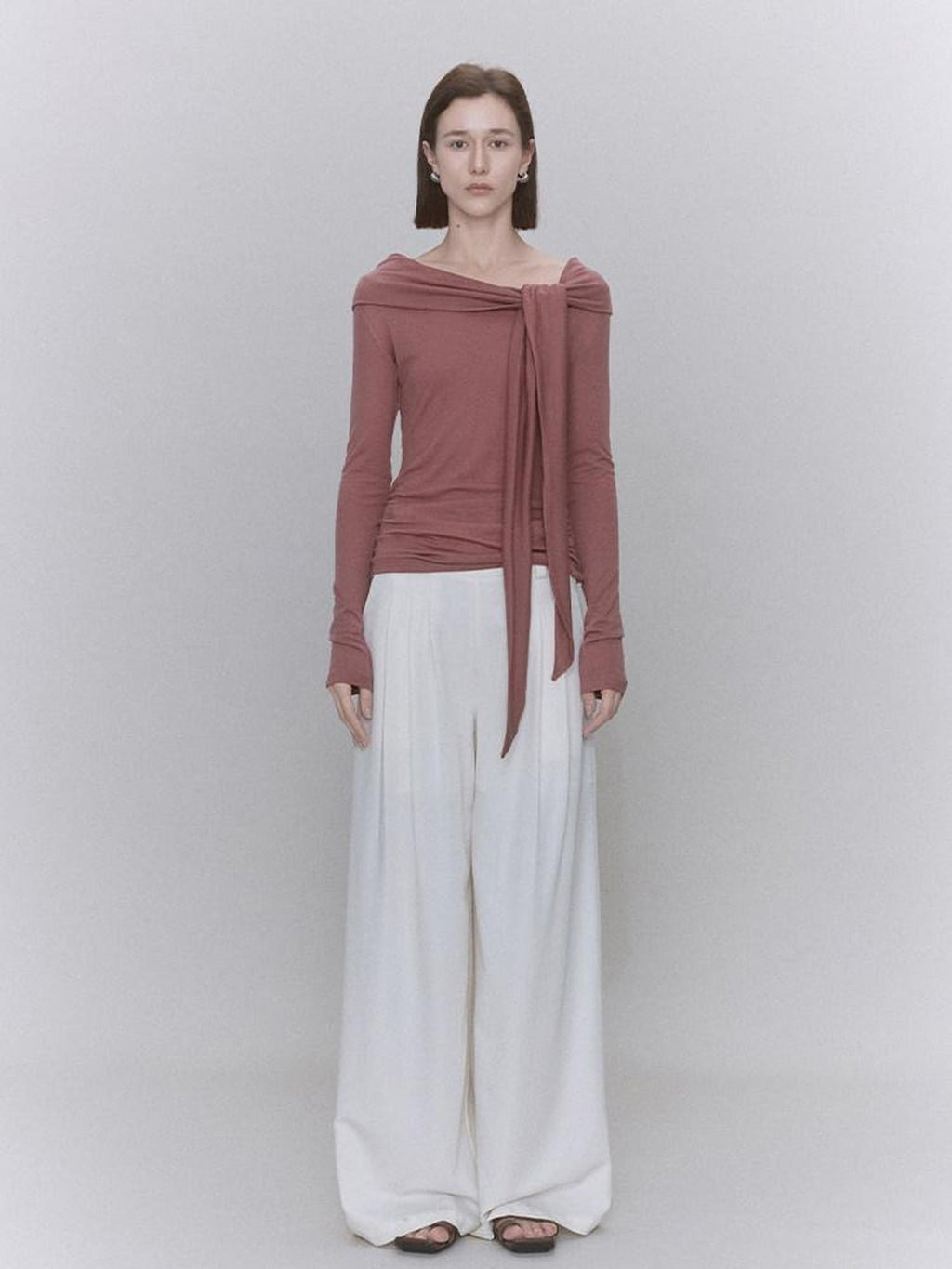 someonesometimes Soft Lyocell Wool Blend Office Commuter Women Cherry Pink Long Sleeve T-Shirts
