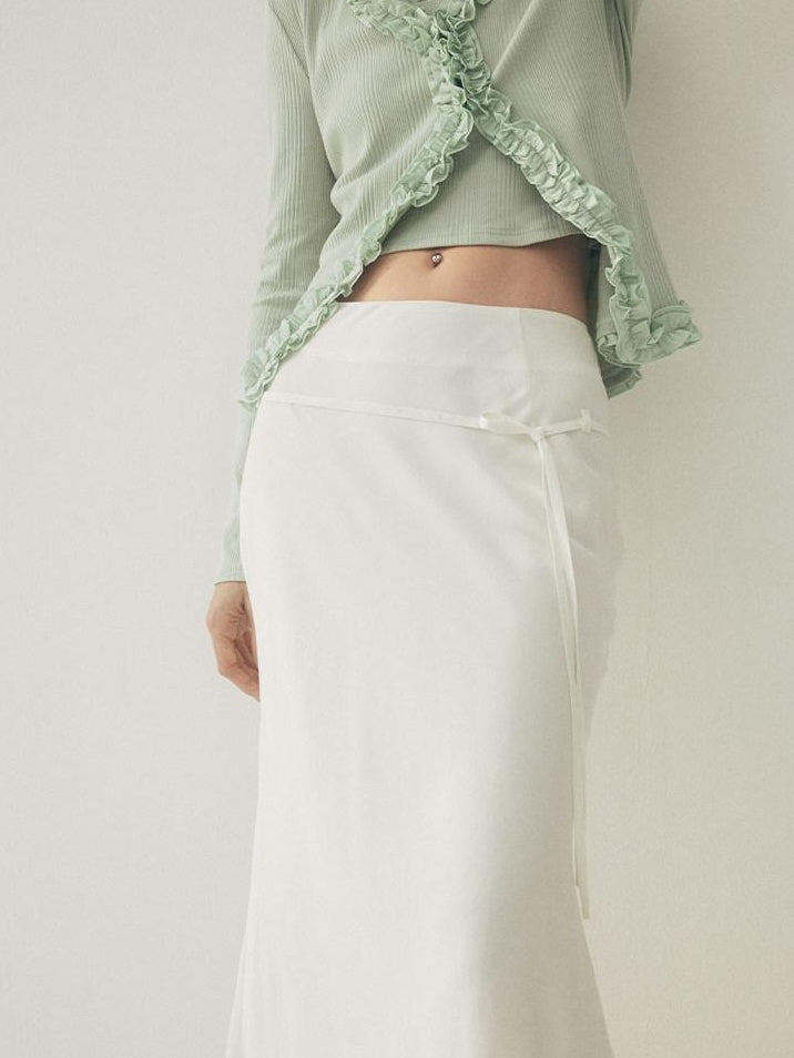 someonesometimes Soft Modal Tencel Minimal Office Double Fishtail Low Waist Women Maxi Skirts